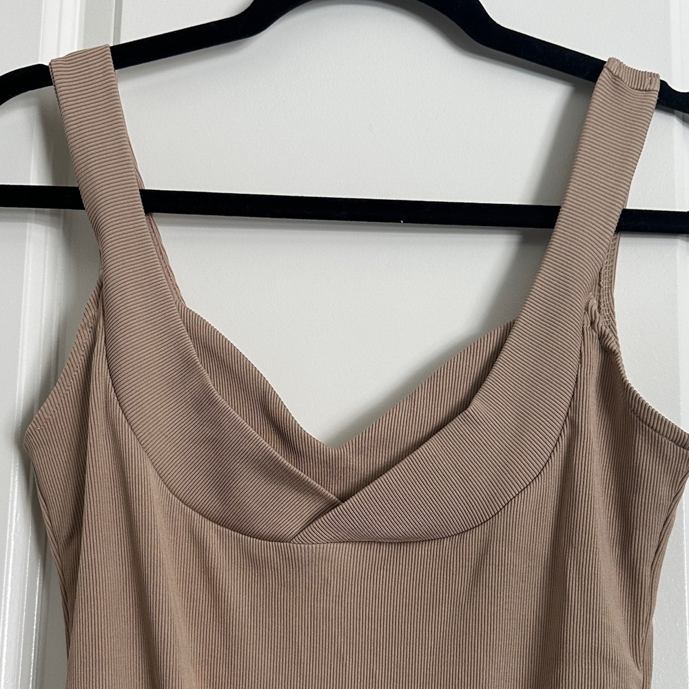 Tan Ribbed bodysuit